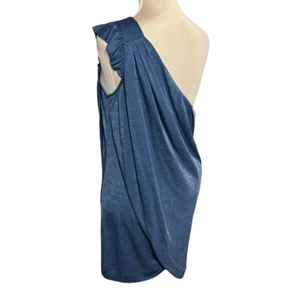 NWT Marc by Marc Jacobs Asymmetric Mini Dress Sz M Shimmer Blue Event Party - Picture 12 of 16
